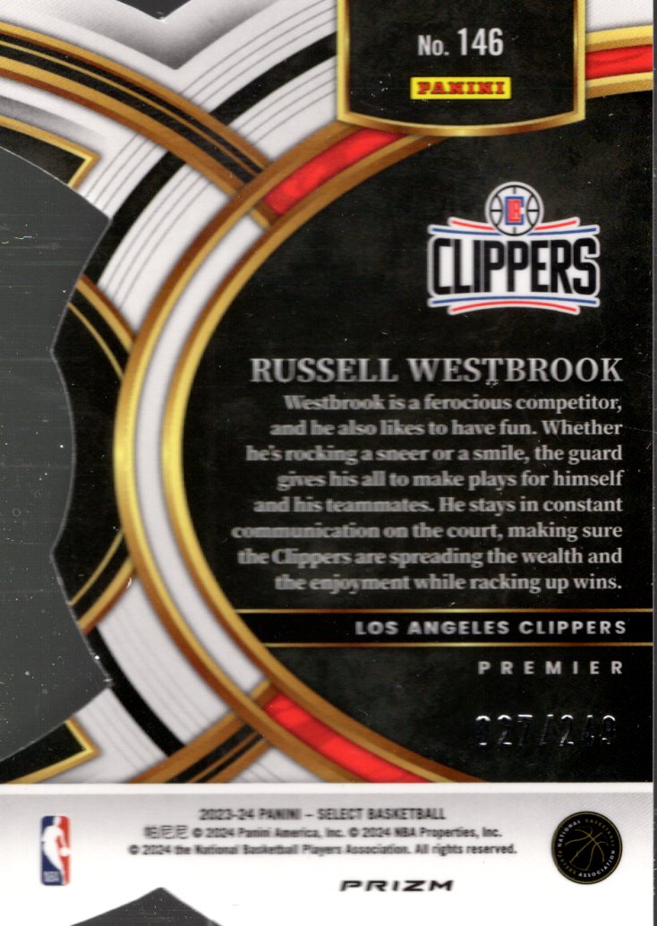 2023-24 Select Prizms Blue Die-Cut #146 Russell Westbrook