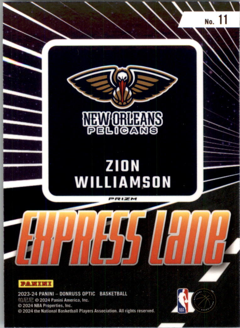 2023-24 Donruss Optic Express Lane Holo #11 Zion Williamson