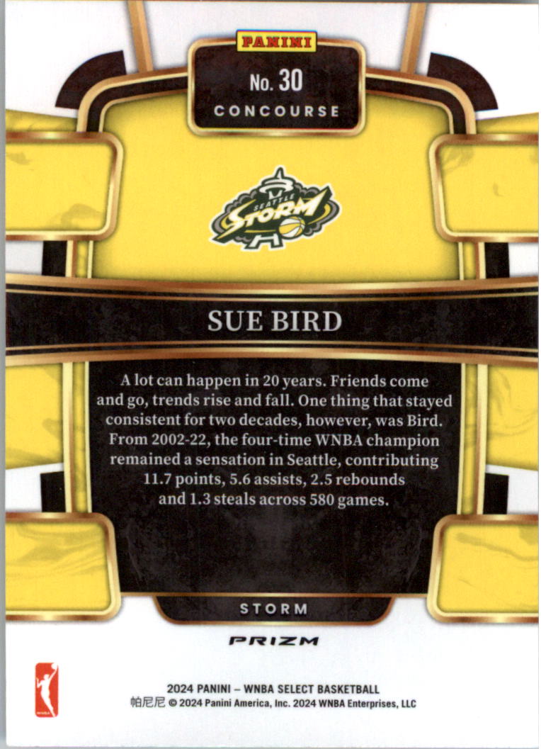 2024 Select WNBA Silver Flash Prizms #30 Sue Bird on Fanatics Collect