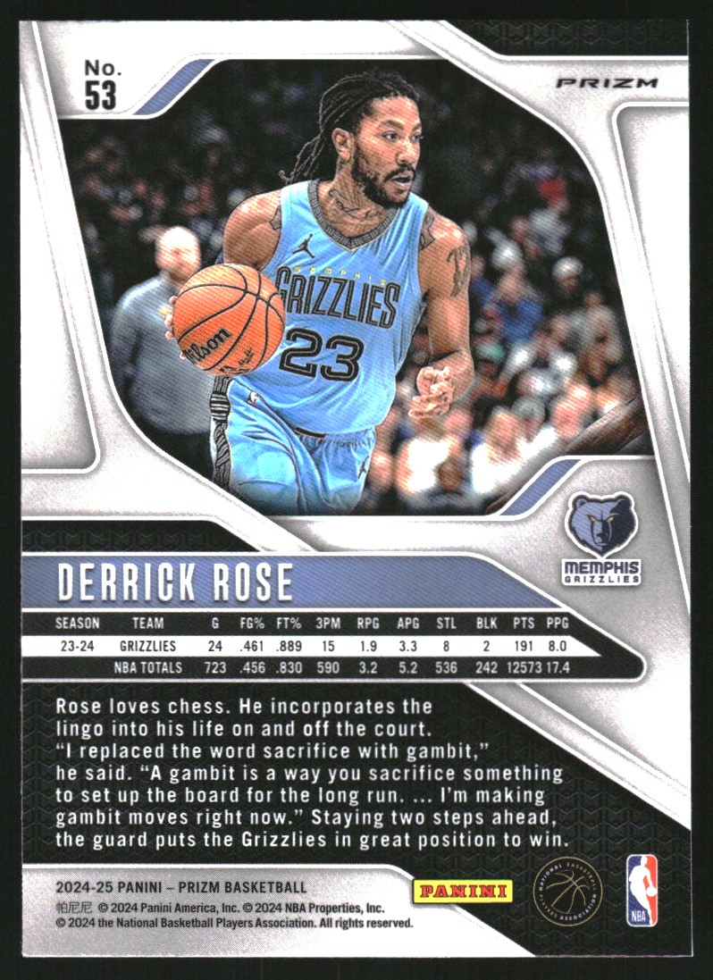 2024-25 Panini Prizm Prizms Ruby Wave #53 Derrick Rose