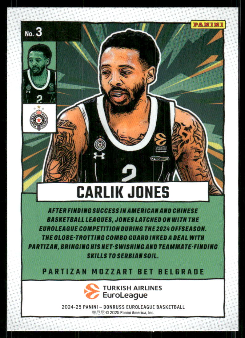 2024-25 Donruss Turkish Airlines EuroLeague Net Marvels #3 Carlik Jones