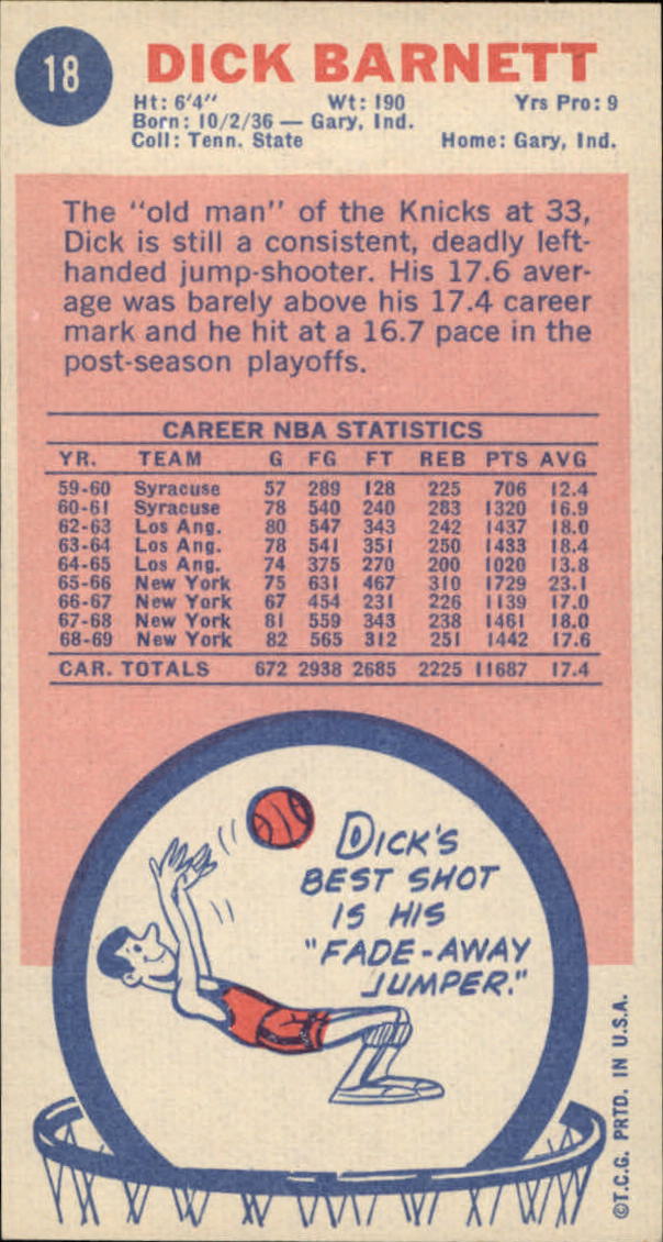 1969-70 Topps #18 Dick Barnett RC back image