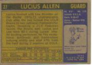 1971-72 Topps #27 Lucius Allen back image