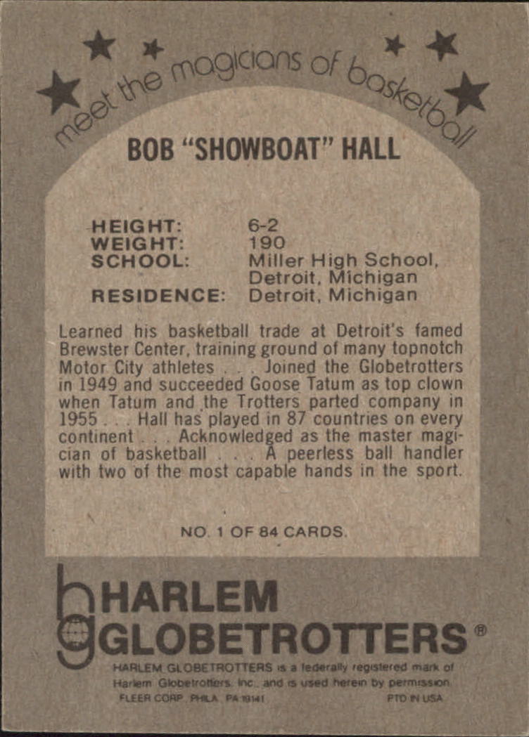 1971-72 Globetrotters 84 #1 Bob Showboat Hall back image