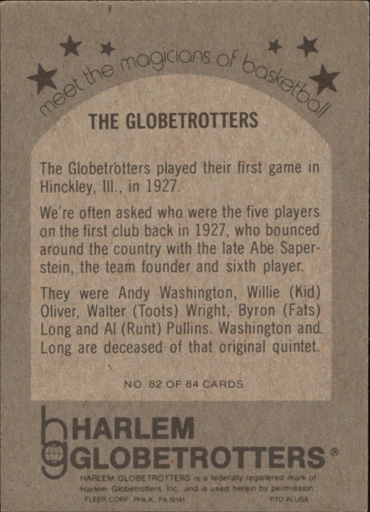 1971-72 Globetrotters 84 #82 The Globetrotters back image