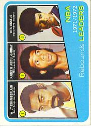 1972-73 Topps #175 Wilt Chamberlain/Kareem Abdul-Jabbar/Wes Unseld LL