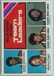 1975-76 Topps #126 Kareem Abdul-Jabbar/Mickey Davis/Kareem Abdul-Jabbar/Kareem Abdul-Jabbar TL