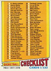 1977-78 Topps #29 Checklist 1-132