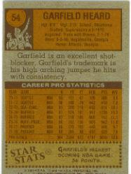 1978-79 Topps #54 Garfield Heard back image