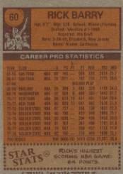 1978-79 Topps #60 Rick Barry UER/(reversed negative) back image