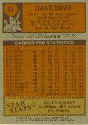 1978-79 Topps #61 Dave Bing back image