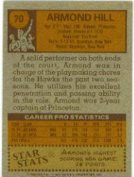 1978-79 Topps #70 Armond Hill RC back image