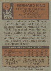 1978-79 Topps #75 Bernard King RC back image