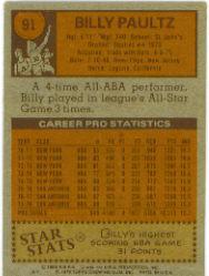 1978-79 Topps #91 Billy Paultz back image
