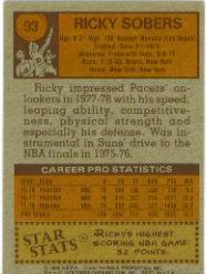 1978-79 Topps #93 Ricky Sobers back image