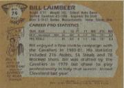1981-82 Topps #MW74 Bill Laimbeer RC back image