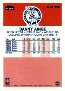 1986-87 Fleer #4 Danny Ainge RC back image