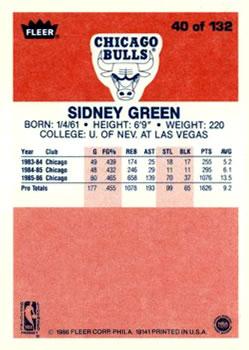 1986-87 Fleer #40 Sidney Green back image