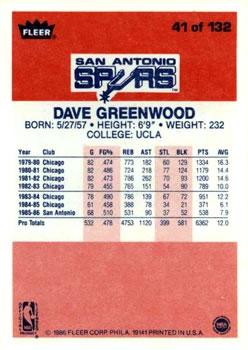 1986-87 Fleer #41 David Greenwood back image