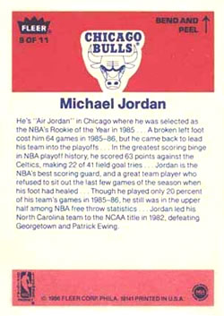 1986-87 Fleer Stickers #8 Michael Jordan back image