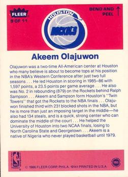 1986-87 Fleer Stickers #9 Hakeem Olajuwon back image
