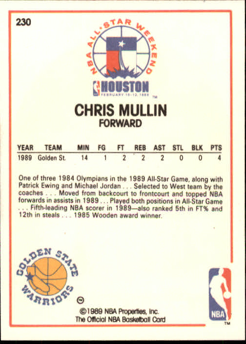 1989-90 Hoops #230 Chris Mullin AS back image