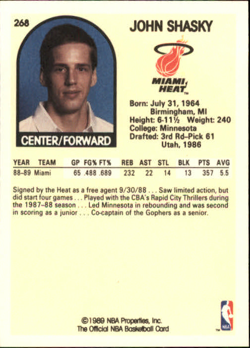 1989-90 Hoops #268 John Shasky back image