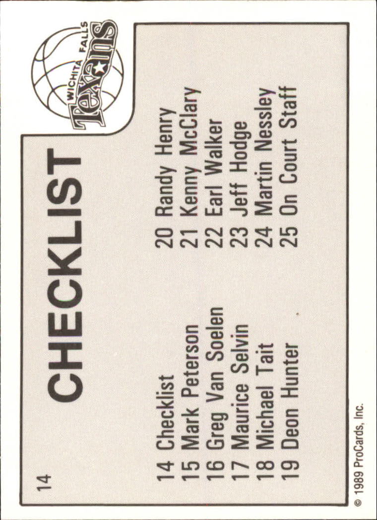 1989-90 ProCards CBA #14 Wichita Falls CL back image