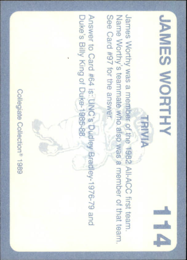 1989-90 North Carolina Collegiate Collection #114 James Worthy back image