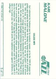 1990 Star Karl Malone #5 Karl Malone/Collegiate Info back image