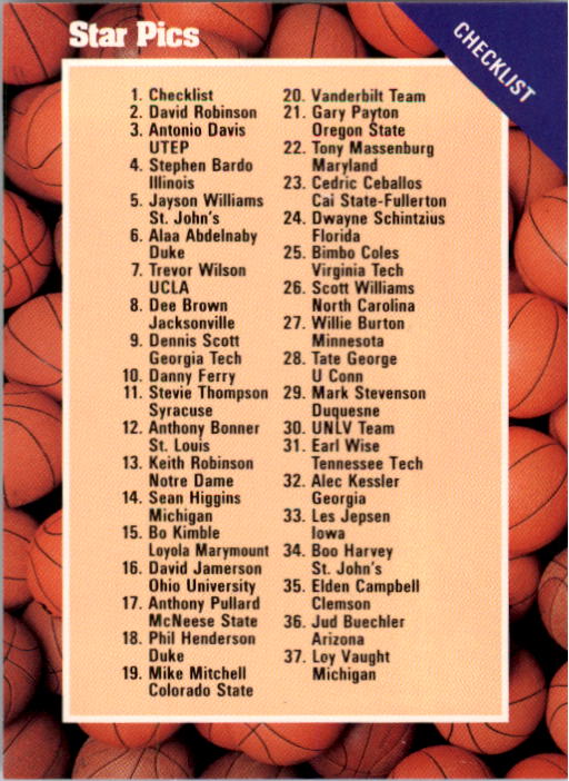 1990 Star Pics #1 Checklist