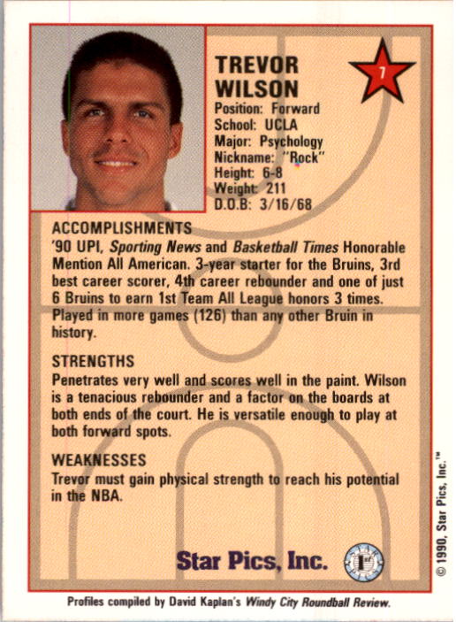 1990 Star Pics #7 Trevor Wilson back image