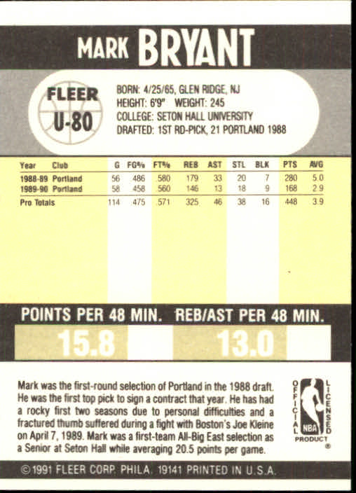 B0203- 1990-91 Fleer Basketball Update Cards 1-100 -You Pick- 15+ FREE US SHIP - Picture 161 of 201