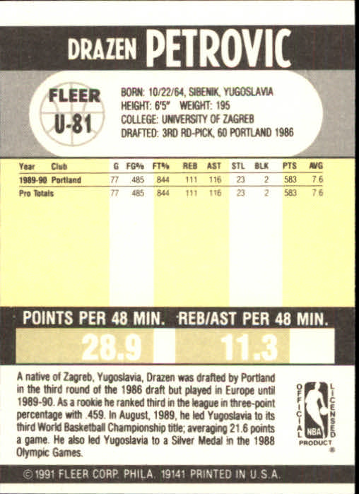 B0203- 1990-91 Fleer Basketball Update Cards 1-100 -You Pick- 15+ FREE US SHIP - Picture 163 of 201