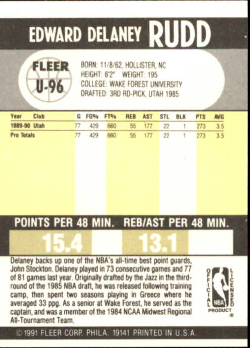 B0203- 1990-91 Fleer Basketball Update Cards 1-100 -You Pick- 15+ FREE US SHIP - Picture 193 of 201
