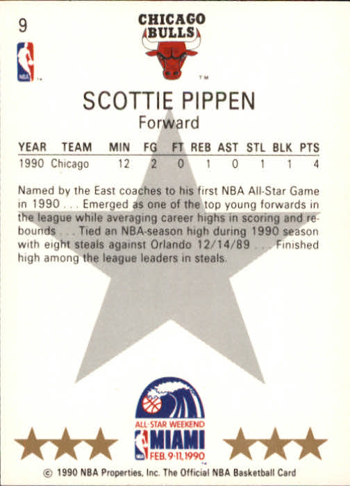 1990-91 Hoops #9 Scottie Pippen AS SP back image