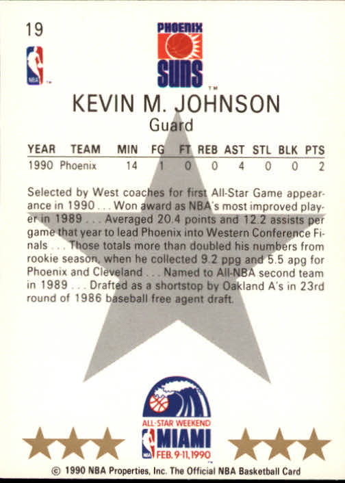 1990-91 Hoops #19 Kevin Johnson AS SP back image