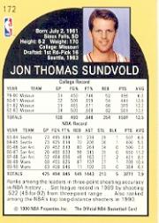 1990-91 Hoops #172B Jon Sundvold/(Second series) back image