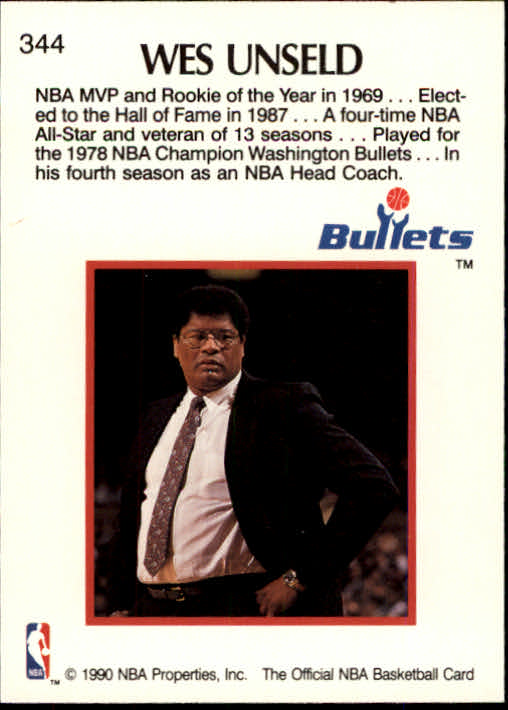 1990-91 Hoops #344 Wes Unseld CO back image