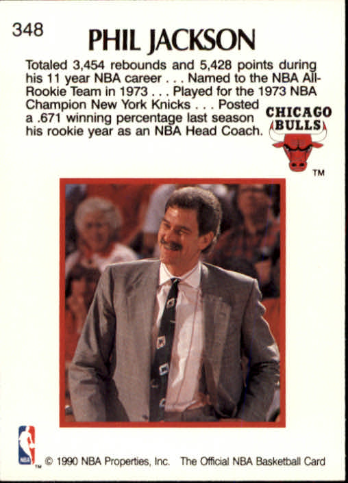 1990-91 Hoops #348 Phil Jackson CO back image