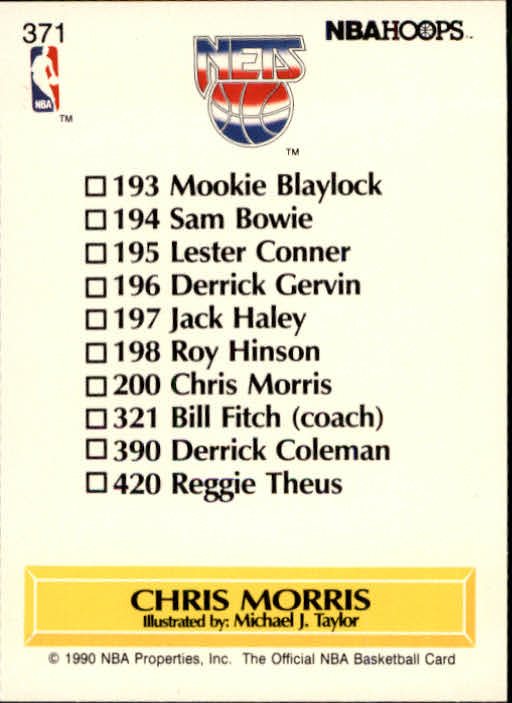 1990-91 Hoops #371 Chris Morris TC back image