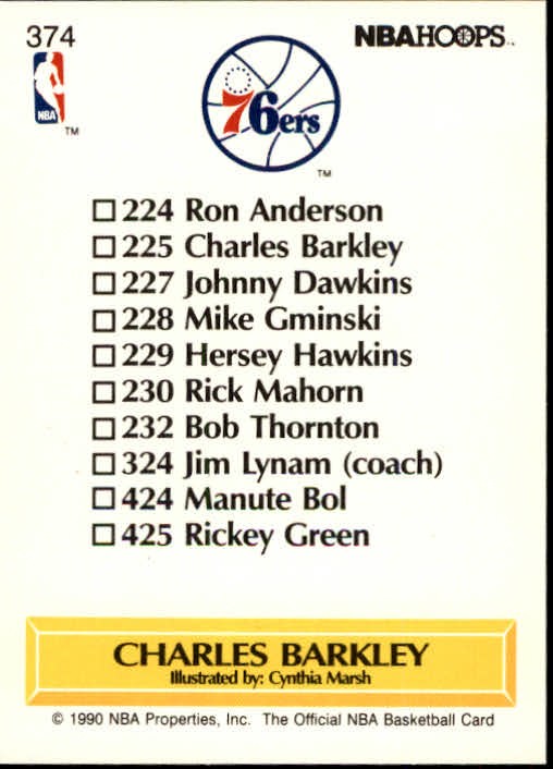 1990-91 Hoops #374 Charles Barkley TC back image