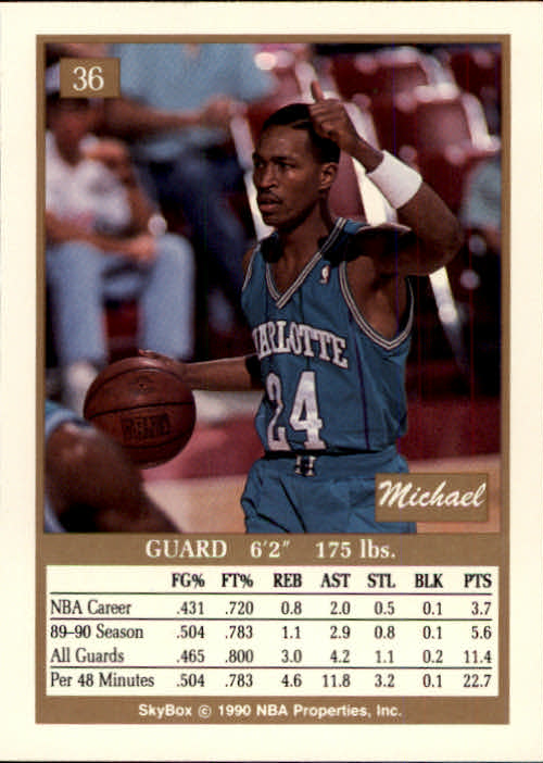 1990-91 SkyBox #36 Micheal Williams SP UER/(Misspelled Michael on card) back image