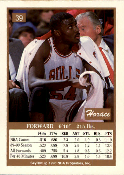 1990-91 SkyBox #39 Horace Grant back image