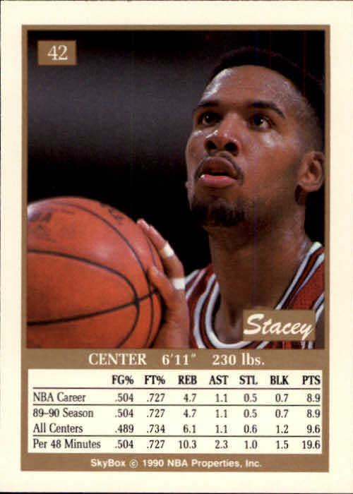 1990-91 SkyBox #42 Stacey King RC back image
