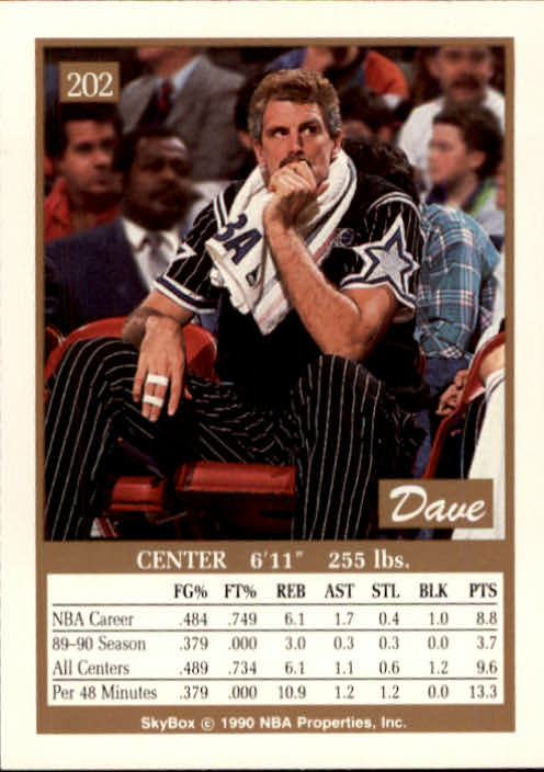 1990-91 SkyBox #202 Dave Corzine SP back image