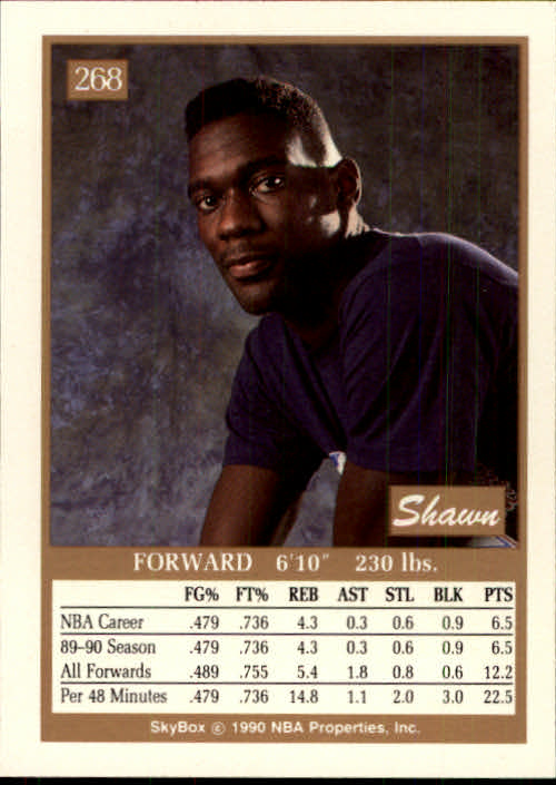 1990-91 SkyBox #268 Shawn Kemp RC back image