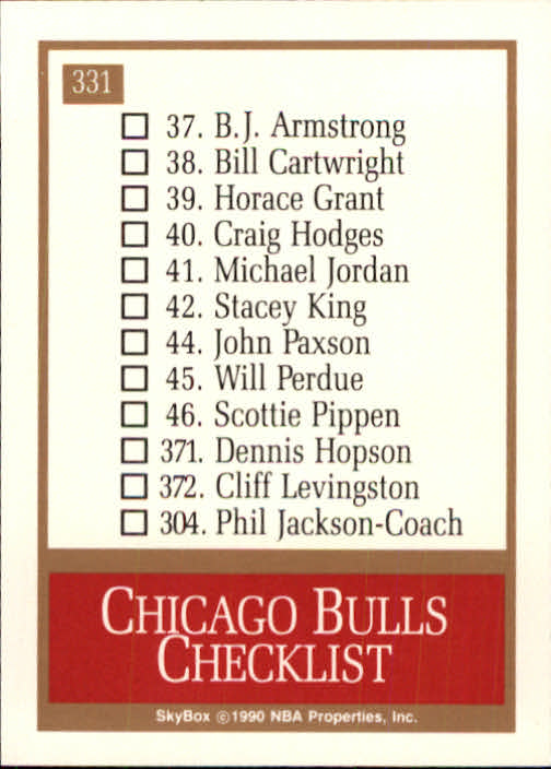 1990-91 SkyBox #331 Chicago Bulls TC back image