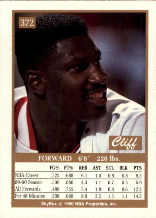 1990-91 SkyBox #372 Cliff Levingston back image