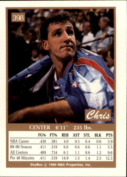 1990-91 SkyBox #398 Chris Dudley RC back image